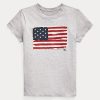 Grå Ralph Lauren Flag T-shirt bomullströja för kvinnor Grå Ralph Lauren Flag T-shirt bomullströja för kvinnor
