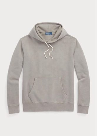 Grå Ralph Lauren luvtröja i fleece i ekologisk bomull för män