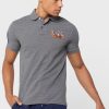 Grå Ralph Lauren pikétröjor med broderade logotyper för män Grå Ralph Lauren pikétröjor med broderade logotyper för män