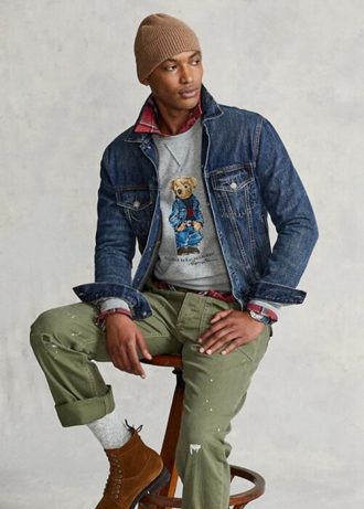 Grå Ralph Lauren Polo Bear Fleece tröja för män