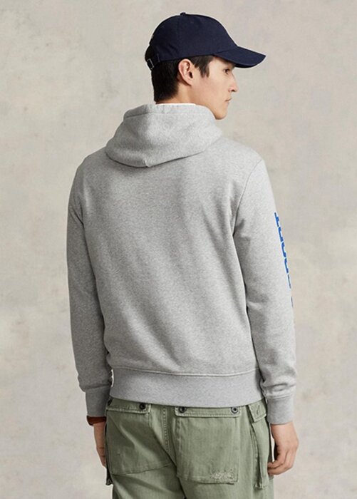 Grå Ralph Lauren Polo Sport Fleece Hoodie för män Grå Ralph Lauren Polo Sport Fleece Hoodie för män