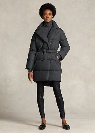 Grå Ralph Lauren Quiltad dubbelknäppt dunrock för kvinnor Grå Ralph Lauren Quiltad dubbelknäppt dunrock för kvinnor