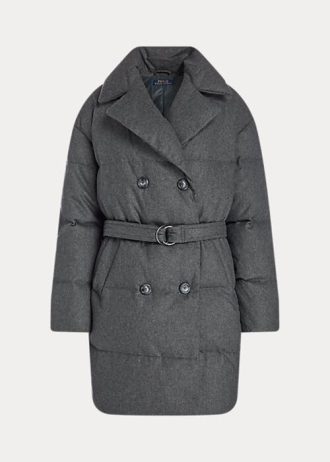Grå Ralph Lauren Quiltad dubbelknäppt dunrock för kvinnor Grå Ralph Lauren Quiltad dubbelknäppt dunrock för kvinnor