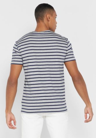 Grå Ralph Lauren randiga T-shirts med rund hals för män Grå Ralph Lauren randiga T-shirts med rund hals för män