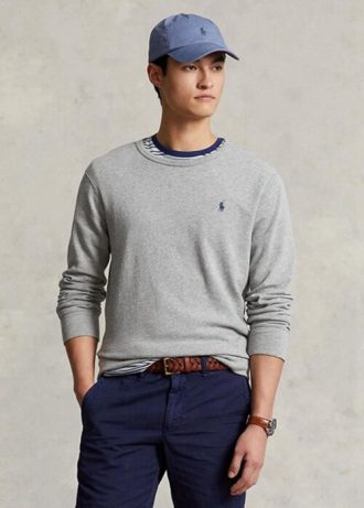 Grå Ralph Lauren Spa Terry Sweatshirt för män