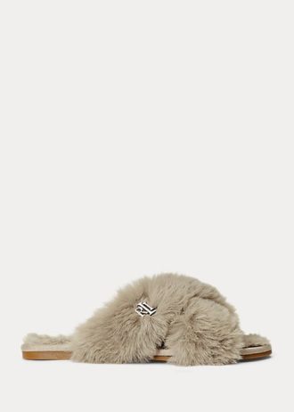 Grå Ralph Lauren Sydni Faux-fur Flat Shoes för kvinnor