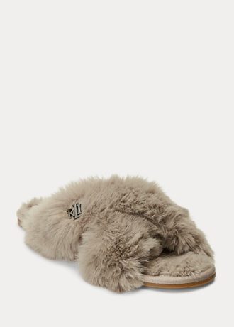 Grå Ralph Lauren Sydni Faux-fur Flat Shoes för kvinnor