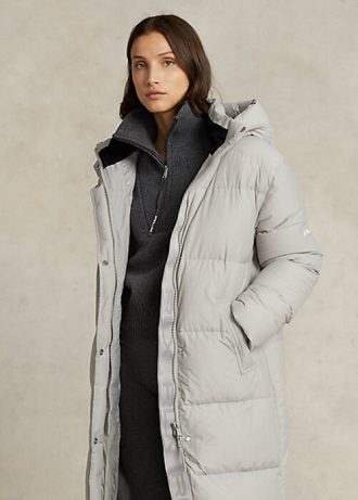 Grå Ralph Lauren vattentäta dunkappor med huva för kvinnor