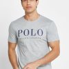 Grå T-shirts med rund hals för män Ralph Lauren Logotyp Grå T-shirts med rund hals för män Ralph Lauren Logotyp