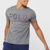 Grå T-shirts med rund hals för män Ralph Lauren Logotyp