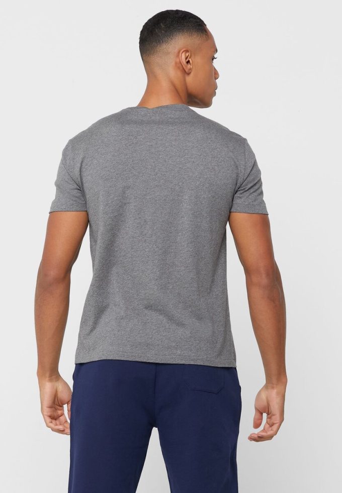 Grå T-shirts med rund hals för män Ralph Lauren Logotyp