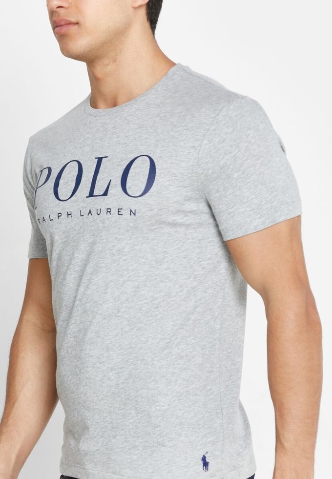 Grå T-shirts med rund hals för män Ralph Lauren Logotyp Grå T-shirts med rund hals för män Ralph Lauren Logotyp