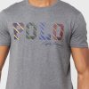 Grå T-shirts med rund hals för män Ralph Lauren Logotyp