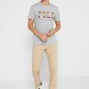 Grå T-shirts med rund hals för män Ralph Lauren Logotyp