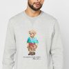 Grå tröja för män med Ralph Lauren tryckt pikétröja Grå tröja för män med Ralph Lauren tryckt pikétröja