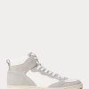 Grå/vit Ralph Lauren Court High-Top Sneakers i läder-mocka för män Grå/vit Ralph Lauren Court High-Top Sneakers i läder-mocka för män
