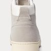 Grå/vit Ralph Lauren Court High-Top Sneakers i läder-mocka för män Grå/vit Ralph Lauren Court High-Top Sneakers i läder-mocka för män