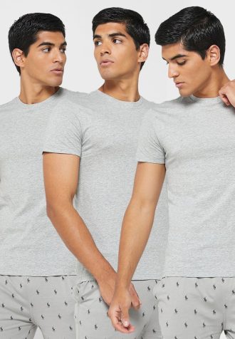 Gråa mäns Ralph Lauren 3-pack diverse T-shirts med rund hals