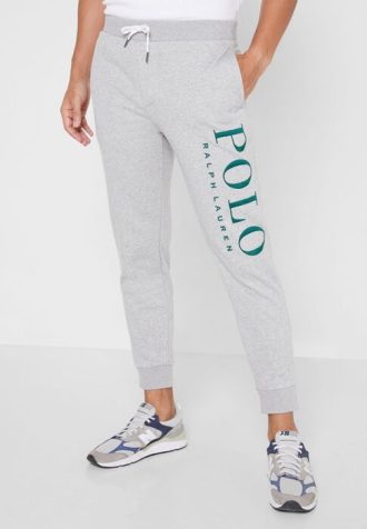 Gråa mäns Ralph Lauren logotyp joggingbyxor