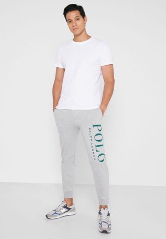 Gråa mäns Ralph Lauren logotyp joggingbyxor