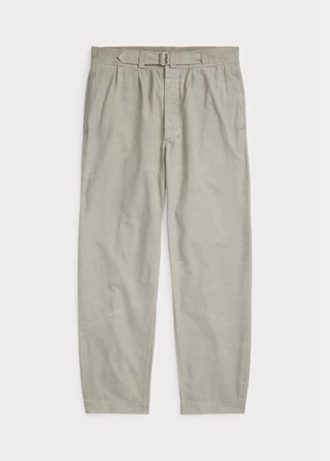 Gråa mäns Ralph Lauren plisserade Baggy Fit Canvas byxor