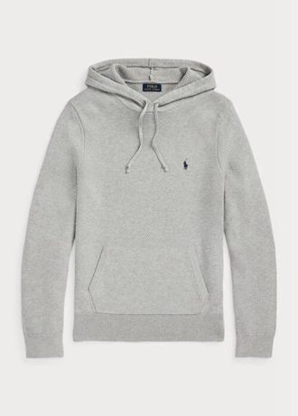 Gråa mäns Ralph Lauren texturerad bomull huvtröjor