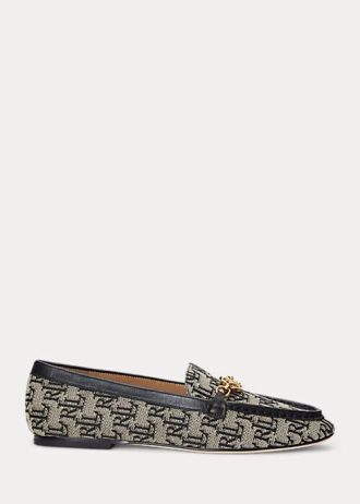 Gråa Ralph Lauren Averi II Monogram Jacquard Loafers för kvinnor