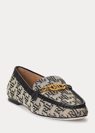 Gråa Ralph Lauren Averi II Monogram Jacquard Loafers för kvinnor