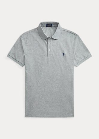 Gråa Ralph Lauren Custom Slim Fit Stretch Mesh pikétröjor för män Gråa Ralph Lauren Custom Slim Fit Stretch Mesh pikétröjor för män