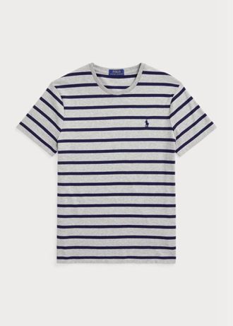 Gråa Ralph Lauren Custom Slimrandiga T-shirts i mjuk bomull för män