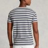Gråa Ralph Lauren Custom Slimrandiga T-shirts i mjuk bomull för män Gråa Ralph Lauren Custom Slimrandiga T-shirts i mjuk bomull för män