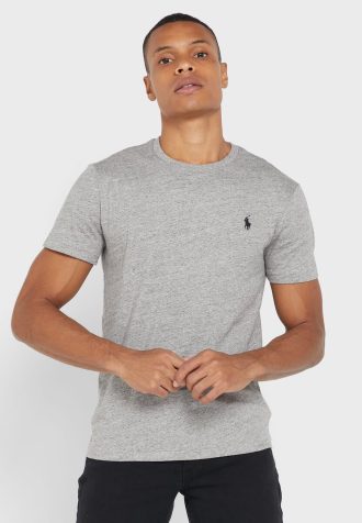 Gråa Ralph Lauren Essential T-shirts med rund hals för män