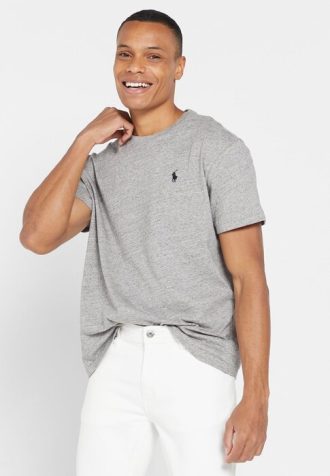 Gråa Ralph Lauren Essential T-shirts med rund hals för män