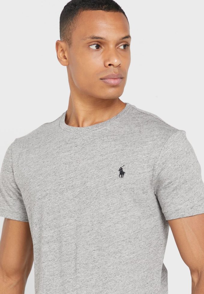 Gråa Ralph Lauren Essential T-shirts med rund hals för män