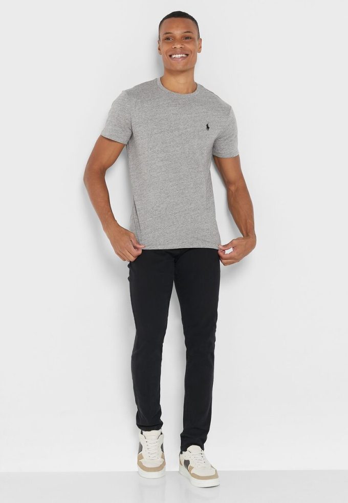 Gråa Ralph Lauren Essential T-shirts med rund hals för män
