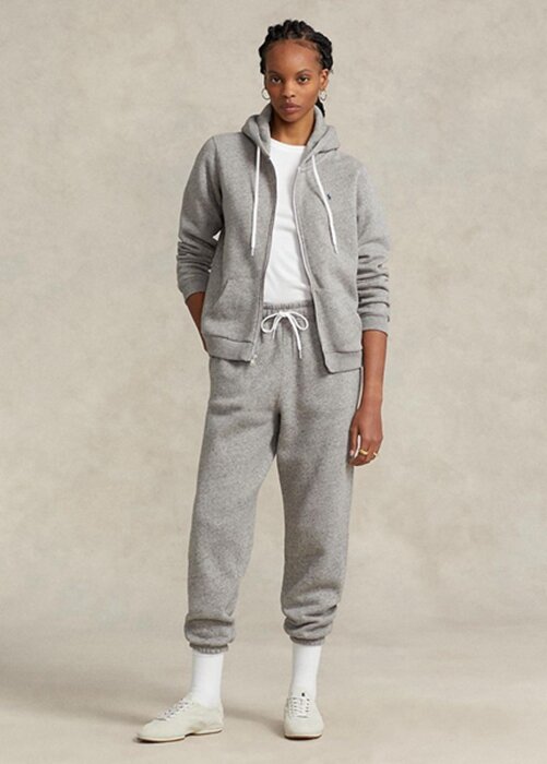Gråa Ralph Lauren fleecefriidrottsbyxor för kvinnor Gråa Ralph Lauren fleecefriidrottsbyxor för kvinnor
