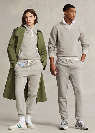 Gråa Ralph Lauren fleeceträningsbyxor för kvinnor
