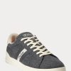 Gråa Ralph Lauren Heritage Court II flanell sneakers för män Gråa Ralph Lauren Heritage Court II flanell sneakers för män
