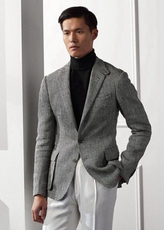 Gråa Ralph Lauren Kent handgjorda sportblazers med fiskben