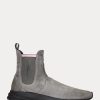 Gråa Ralph Lauren Slip-On Mocka Sneakers för kvinnor Gråa Ralph Lauren Slip-On Mocka Sneakers för kvinnor