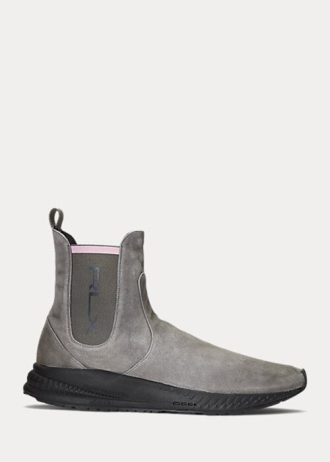 Gråa Ralph Lauren Slip-On Mocka Sneakers för kvinnor