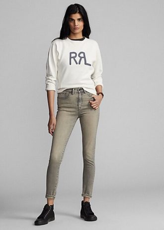 Gråa Ralph Lauren Stretch High Skinny Distressed Jeans för kvinnor