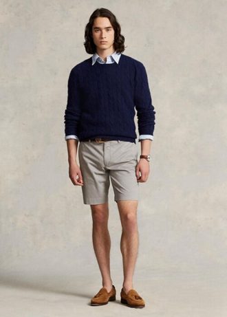 Gråa Ralph Lauren Stretch Slim Fit Chino-shorts för män