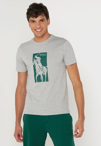 Gråa Ralph Lauren T-shirts med tryckt rund hals för män