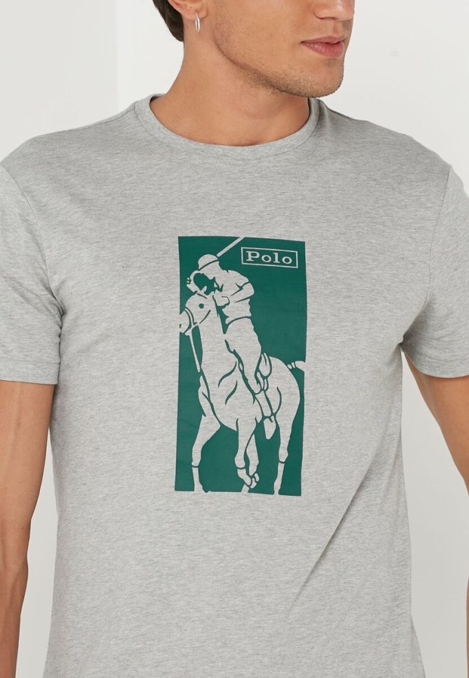 Gråa Ralph Lauren T-shirts med tryckt rund hals för män