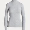 Gråa Ralph Lauren-tröjor med stretchig ribbad turtleneck för kvinnor Gråa Ralph Lauren-tröjor med stretchig ribbad turtleneck för kvinnor