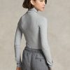 Gråa Ralph Lauren-tröjor med stretchig ribbad turtleneck för kvinnor Gråa Ralph Lauren-tröjor med stretchig ribbad turtleneck för kvinnor