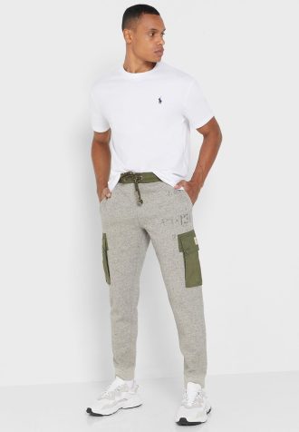 Gråa Ralph Lauren tryckta träningsbyxor för män