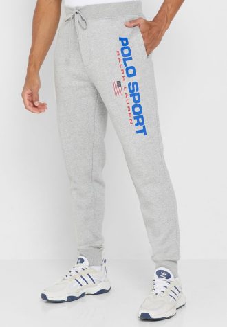Gråa träningsbyxor med Ralph Lauren logotyp för män