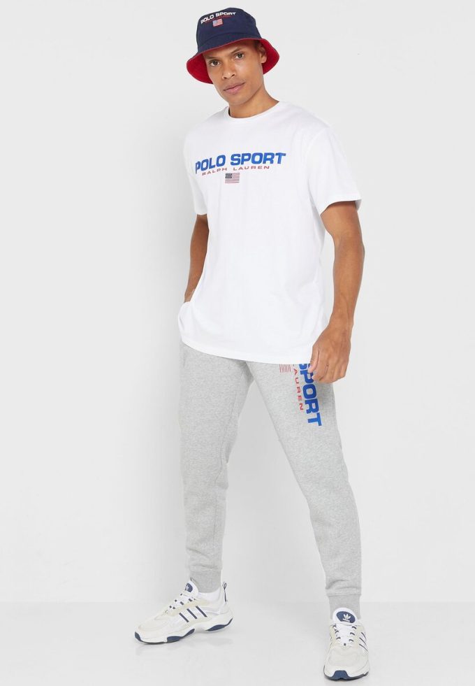 Gråa träningsbyxor med Ralph Lauren logotyp för män Gråa träningsbyxor med Ralph Lauren logotyp för män